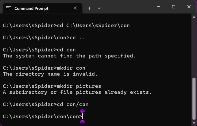 and if you did have folder named con, it wouldn't make any sense ...