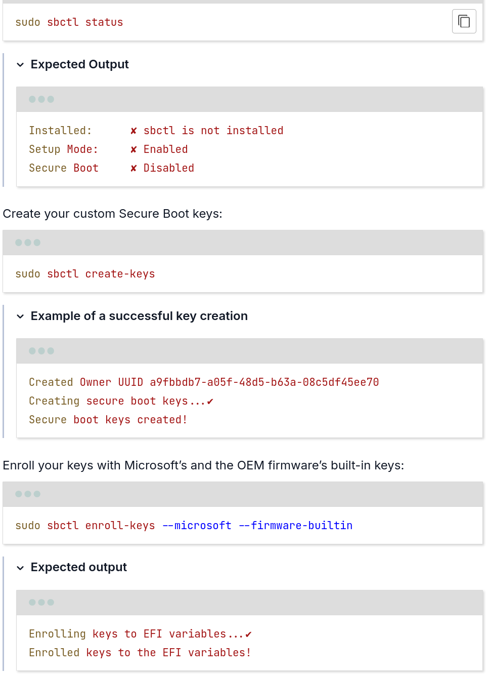 sbctl key creation